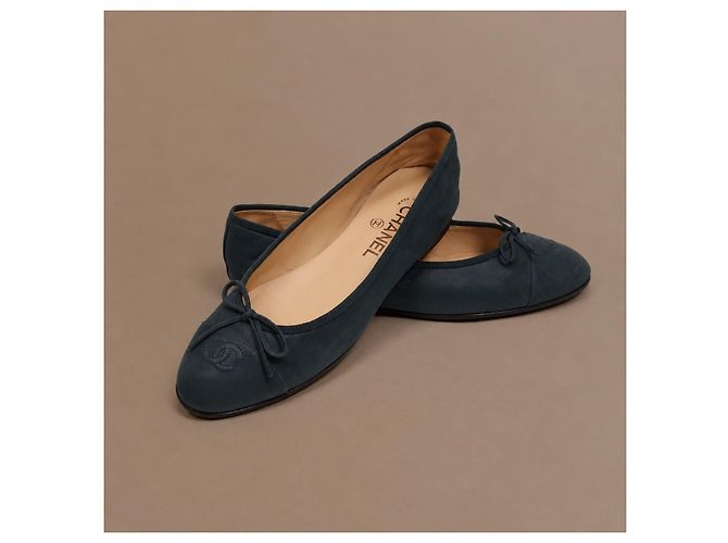 Bailarinas Chanel de ante verde oscuro - vista 6