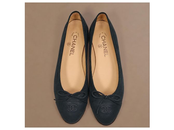 Bailarinas Chanel de ante verde oscuro - vista 8