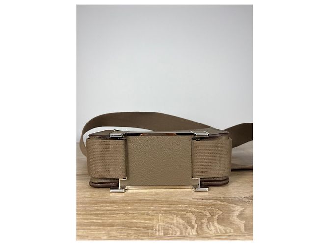 Hermès Borsa a Tracolla Geta Pelle Grana Taupe - vista 5