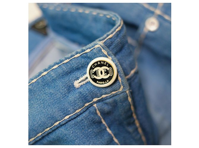 Chanel Runway Wide Leg Jeans Denim Azul - vista 14