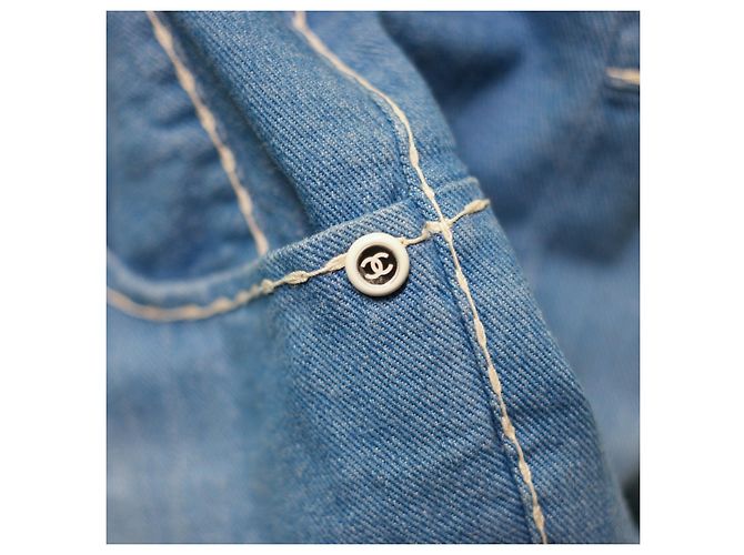 Chanel Runway Wide Leg Jeans Denim Azul - vista 15
