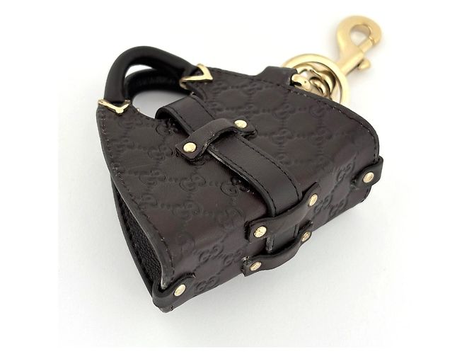 Portachiavi Gucci in pelle marrone scuro - vista 2