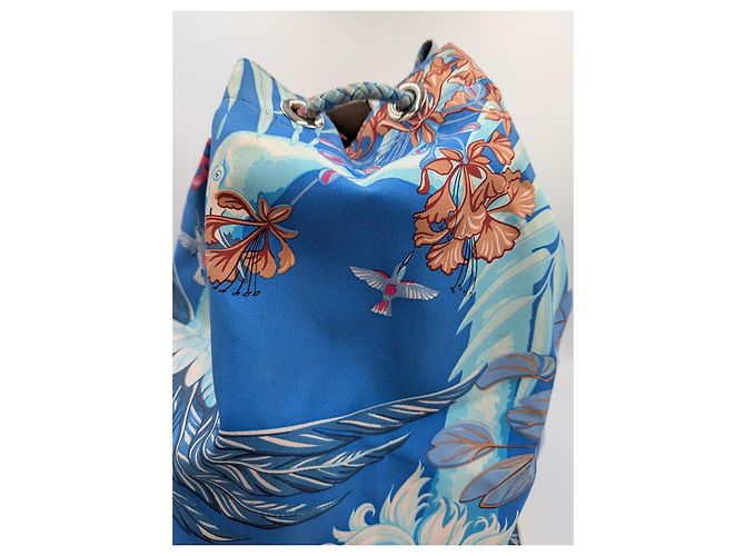 Hermès Soie Cool 22 Bolso de cordón lona estampada cuero - vista 3