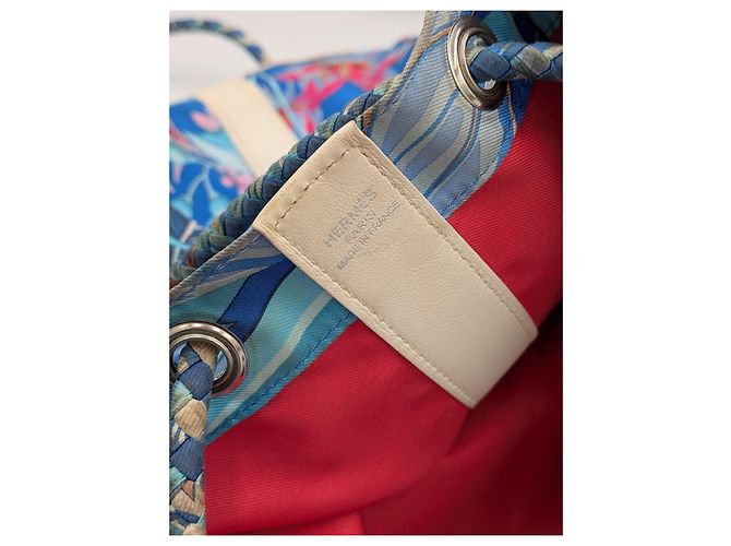 Hermès Soie Cool 22 Bolso de cordón lona estampada cuero - vista 4
