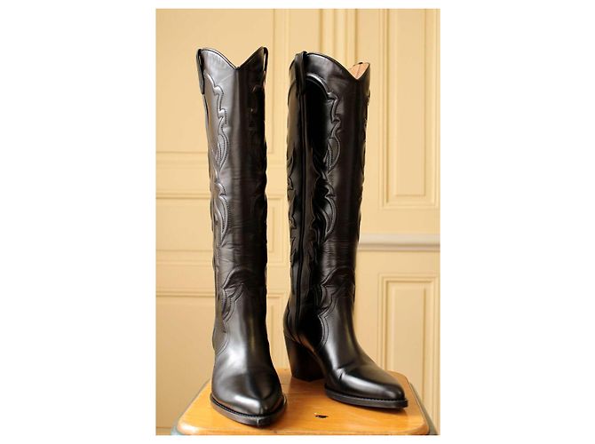 Maje Botas Cowboy em Couro Preto - vista 2