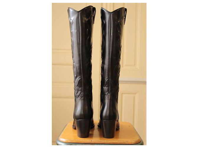 Maje Botas Cowboy em Couro Preto - vista 6