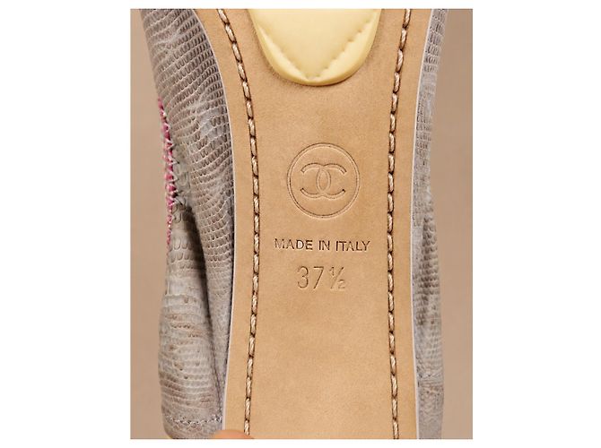 Chanel Décolleté in pelle di lucertola rosa - vista 12