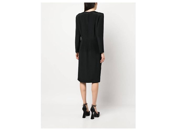 Autre Marque Mosè Kleid aus schwarzer Seide mit Perlen - Ansicht 4