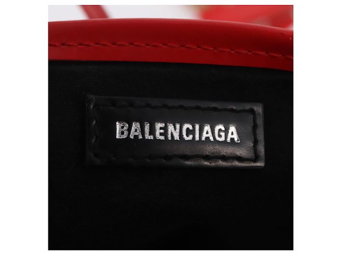 Balenciaga Navy Cabas S Tote Bag Canvas Red Silver 339933 - vista 18