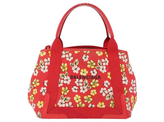 Balenciaga Navy Cabas S Tote Bag Canvas Red Silver 339933 - vista 2
