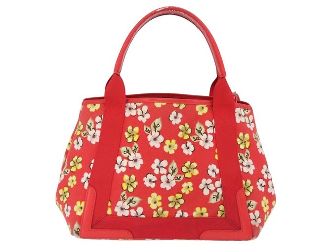 Balenciaga Navy Cabas S Tote Bag Canvas Red Silver 339933 - vista 3