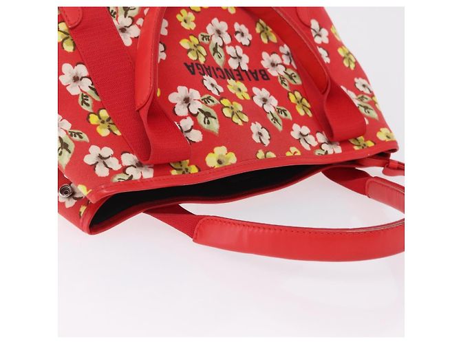 Balenciaga Navy Cabas S Tote Bag Canvas Red Silver 339933 - vista 6