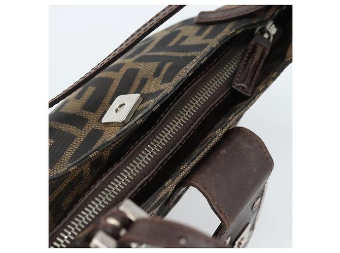FENDI Zucca Canvas Mamma Baguette Shoulder Bag Black Brown - vista 19
