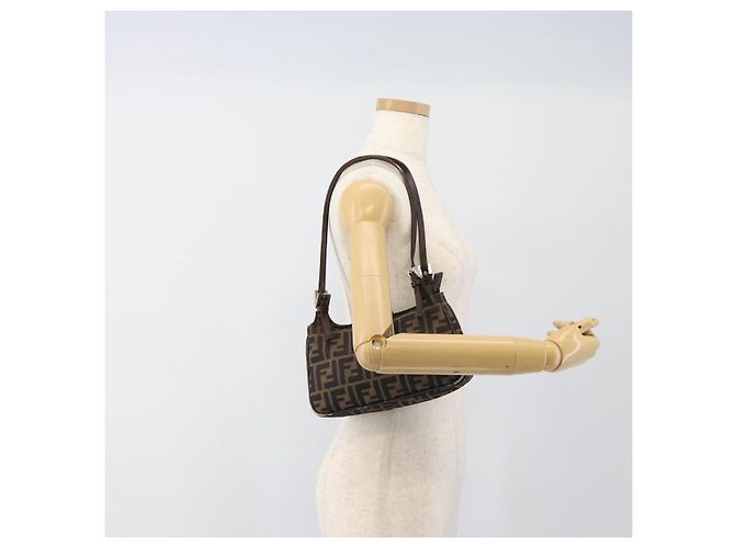 FENDI Zucca Canvas Mamma Baguette Shoulder Bag Black Brown - vista 24