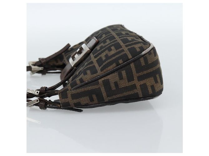 FENDI Zucca Canvas Mamma Baguette Shoulder Bag Black Brown - vista 3