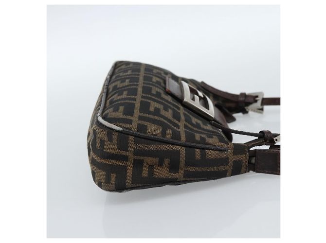 FENDI Zucca Canvas Mamma Baguette Shoulder Bag Black Brown - vista 4