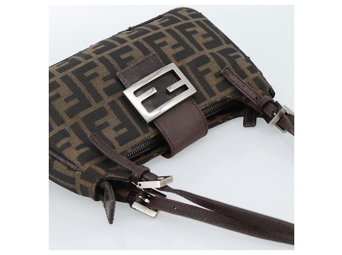 FENDI Zucca Canvas Mamma Baguette Shoulder Bag Black Brown - vista 6