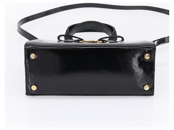 Salvatore Ferragamo Vala Hand Bag Patent leather 2way Black Gold - vista 11