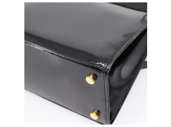 Salvatore Ferragamo Vala Hand Bag Patent leather 2way Black Gold - vista 14