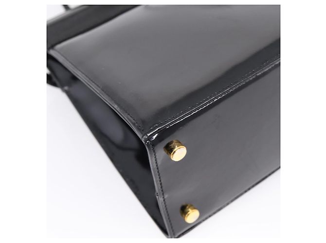 Salvatore Ferragamo Vala Hand Bag Patent leather 2way Black Gold - vista 15