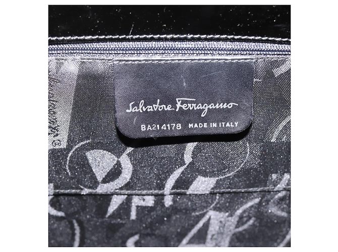 Salvatore Ferragamo Vala Hand Bag Patent leather 2way Black Gold - vista 16