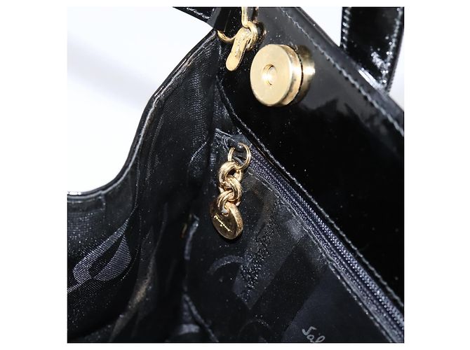 Salvatore Ferragamo Vala Hand Bag Patent leather 2way Black Gold - vista 20