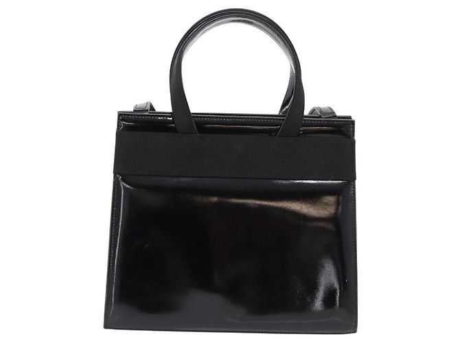 Salvatore Ferragamo Vala Hand Bag Patent leather 2way Black Gold - vista 3