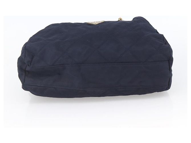 PRADA Bolsa de Ombro com Corrente Nylon Navy Gold - vista 5