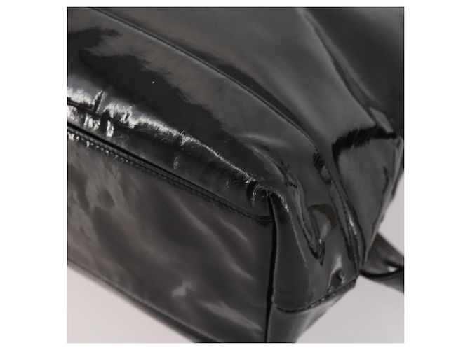 CHANEL Chain Shoulder Bag Patent leather Black Gold CC - vista 15