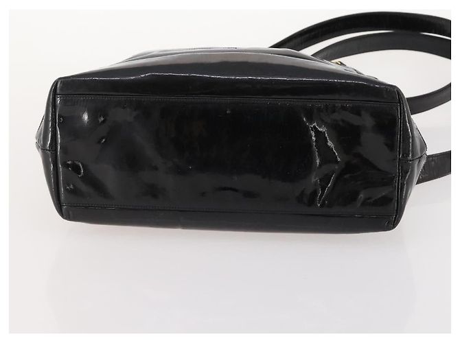 CHANEL Chain Shoulder Bag Patent leather Black Gold CC - vista 5