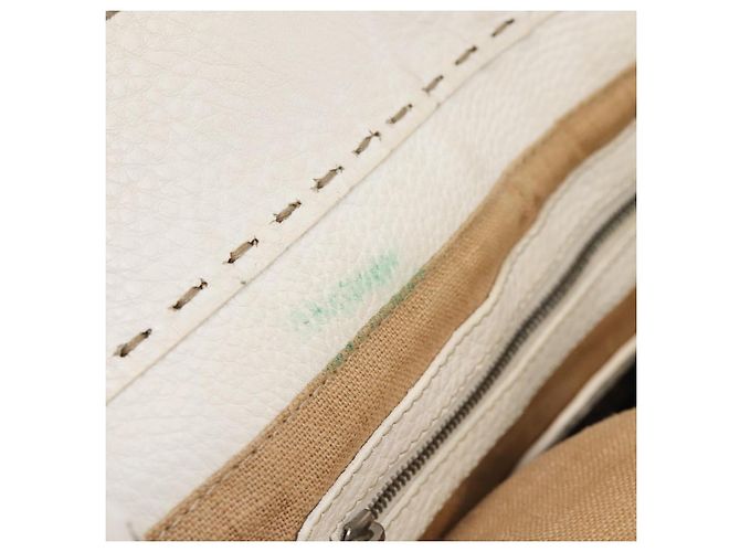 FENDI Celeria Tote Bag Leather White Silver - vista 11