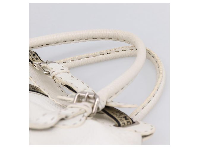 FENDI Celeria Tote Bag Leather White Silver - vista 15