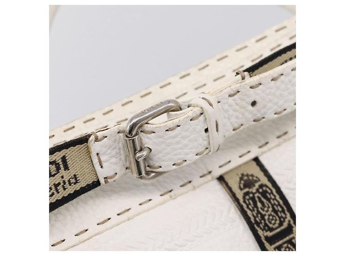 FENDI Celeria Tote Bag Leather White Silver - vista 20