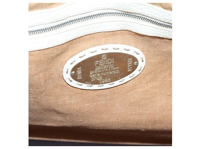 FENDI Celeria Tote Bag Leather White Silver - vista 21