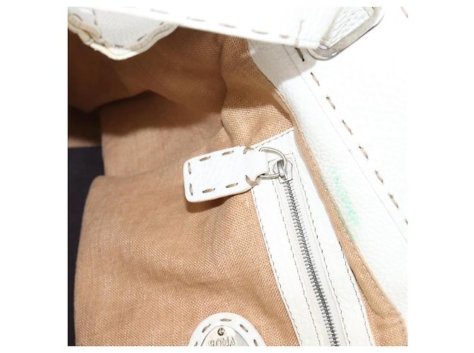 FENDI Celeria Tote Bag Leather White Silver - vista 24