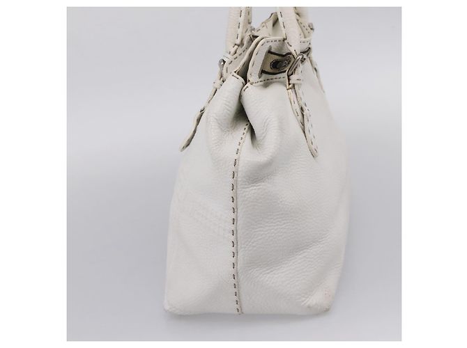 FENDI Celeria Tote Bag Leather White Silver - vista 4
