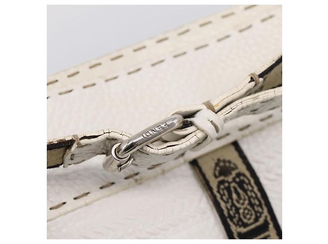 FENDI Celeria Tote Bag Leather White Silver - vista 8