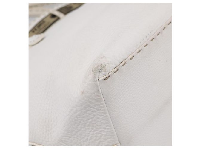FENDI Celeria Tote Bag Leather White Silver - vista 9