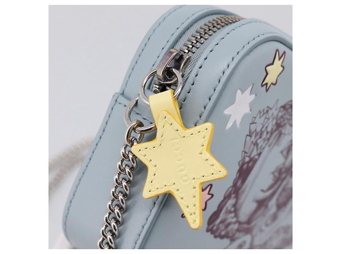 GUCCI Yuko Higuchi Chain Shoulder Bag Leather Light Blue 860648 - vista 17