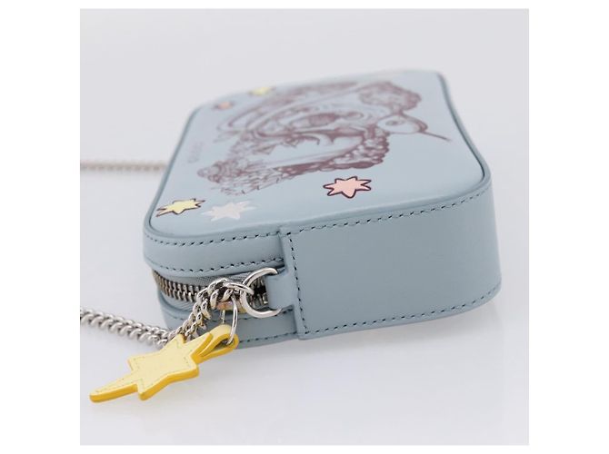 GUCCI Yuko Higuchi Chain Shoulder Bag Leather Light Blue 860648 - vista 4