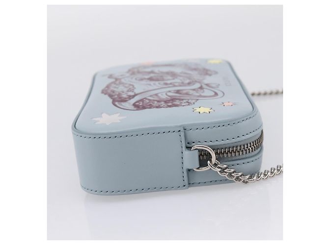GUCCI Yuko Higuchi Chain Shoulder Bag Leather Light Blue 860648 - vista 5
