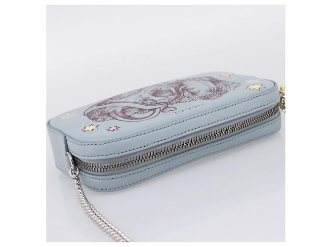 GUCCI Yuko Higuchi Chain Shoulder Bag Leather Light Blue 860648 - vista 6