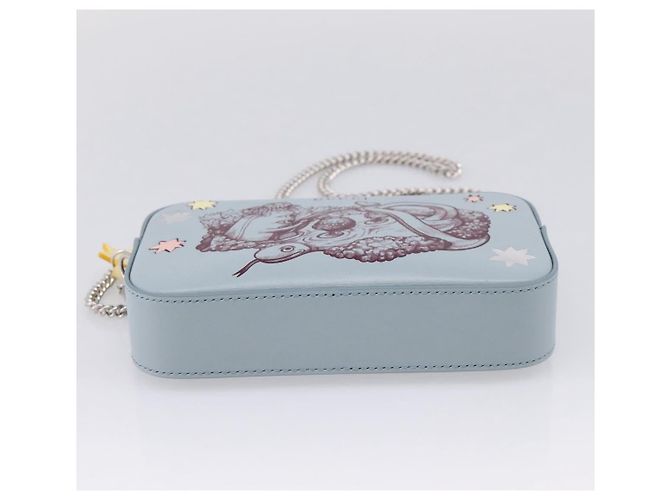 GUCCI Yuko Higuchi Chain Shoulder Bag Leather Light Blue 860648 - vista 9