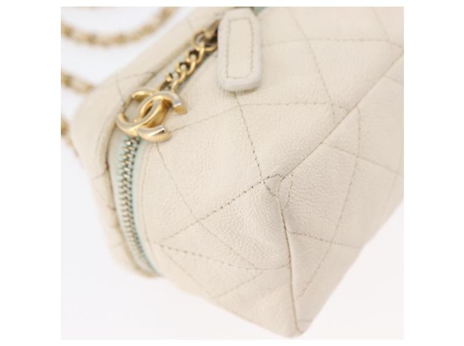 CHANEL Matelasse Vanity Chain Bag Caviar Leder Weißgold CC - Ansicht 10