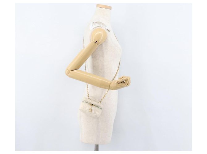 CHANEL Matelasse Vanity Chain Bag Caviar Leder Weißgold CC - Ansicht 23