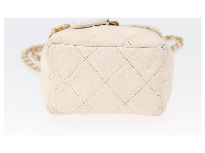 CHANEL Matelasse Vanity Chain Bag Caviar Leder Weißgold CC - Ansicht 5