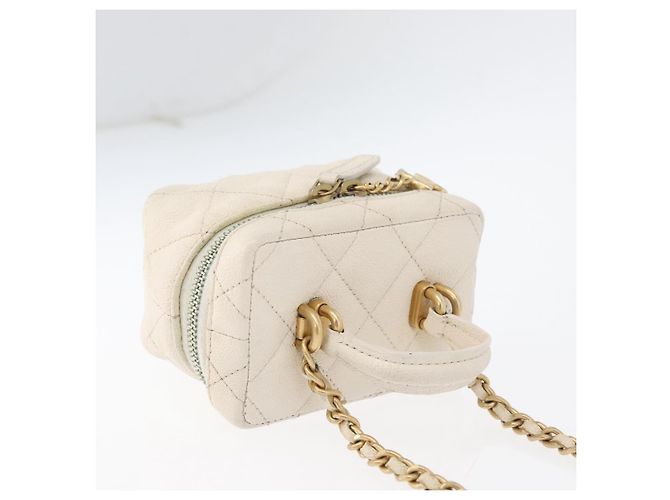 CHANEL Matelasse Vanity Chain Bag Caviar Leder Weißgold CC - Ansicht 6