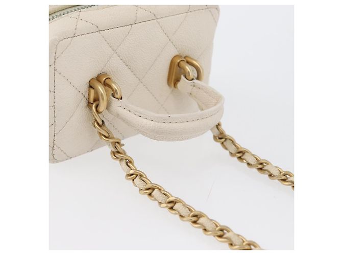 CHANEL Matelasse Vanity Chain Bag Caviar Leder Weißgold CC - Ansicht 7