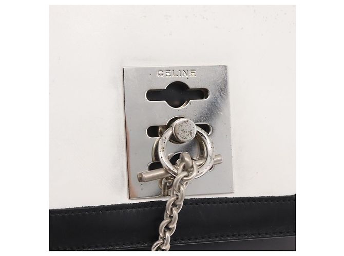 Céline CELINE Shoulder Bag Leather White Black Silver - vista 10