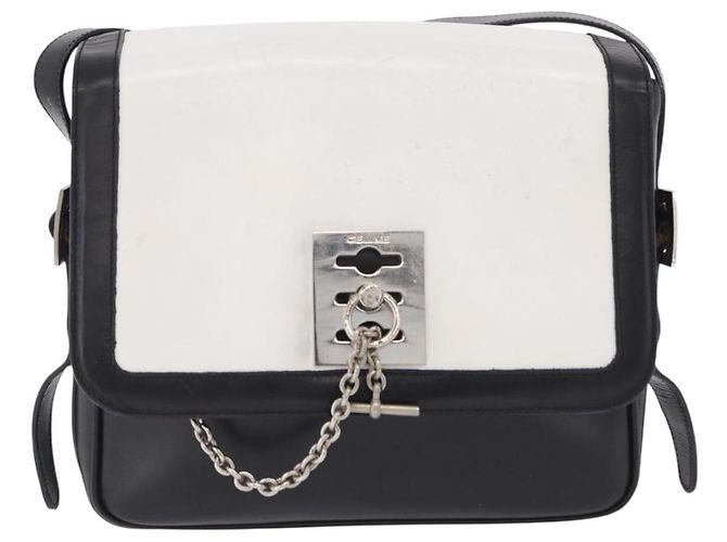 Céline CELINE Shoulder Bag Leather White Black Silver - vista 13